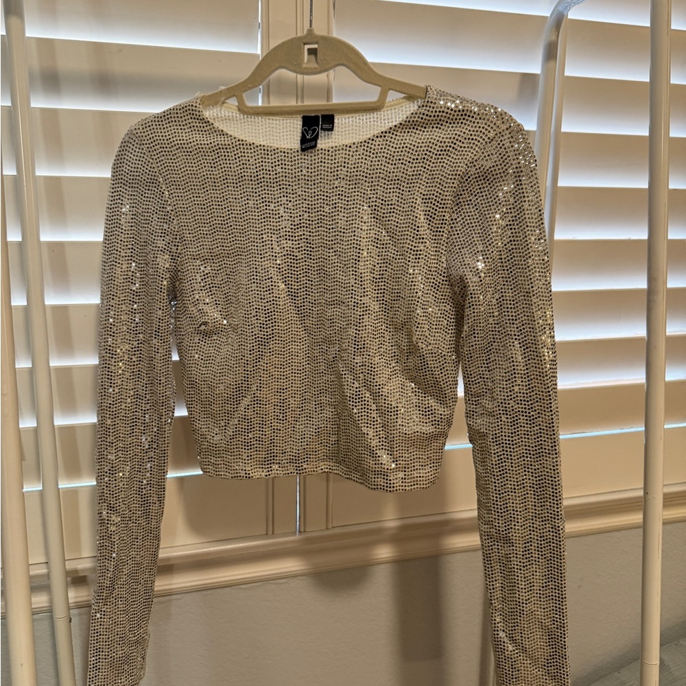 Windsor Shimmering Silver Sequin Crop Top